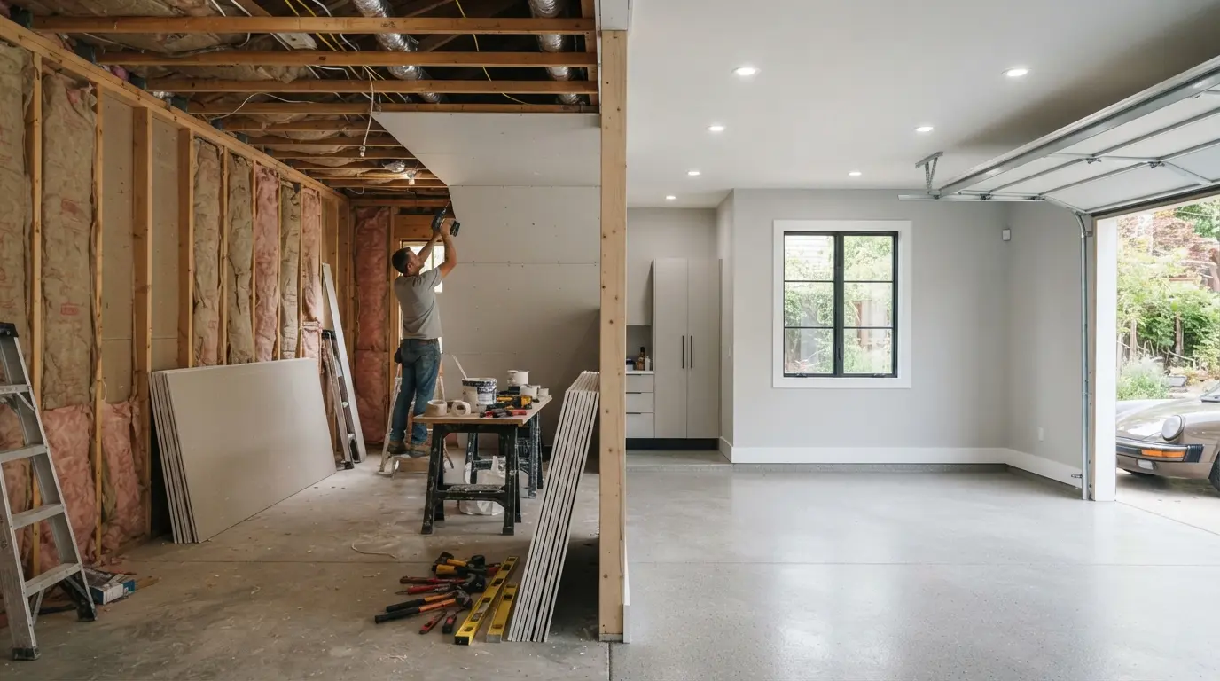 drywall instalation in a garage in Hollywood FL by JDS Home remodeling Hollywood