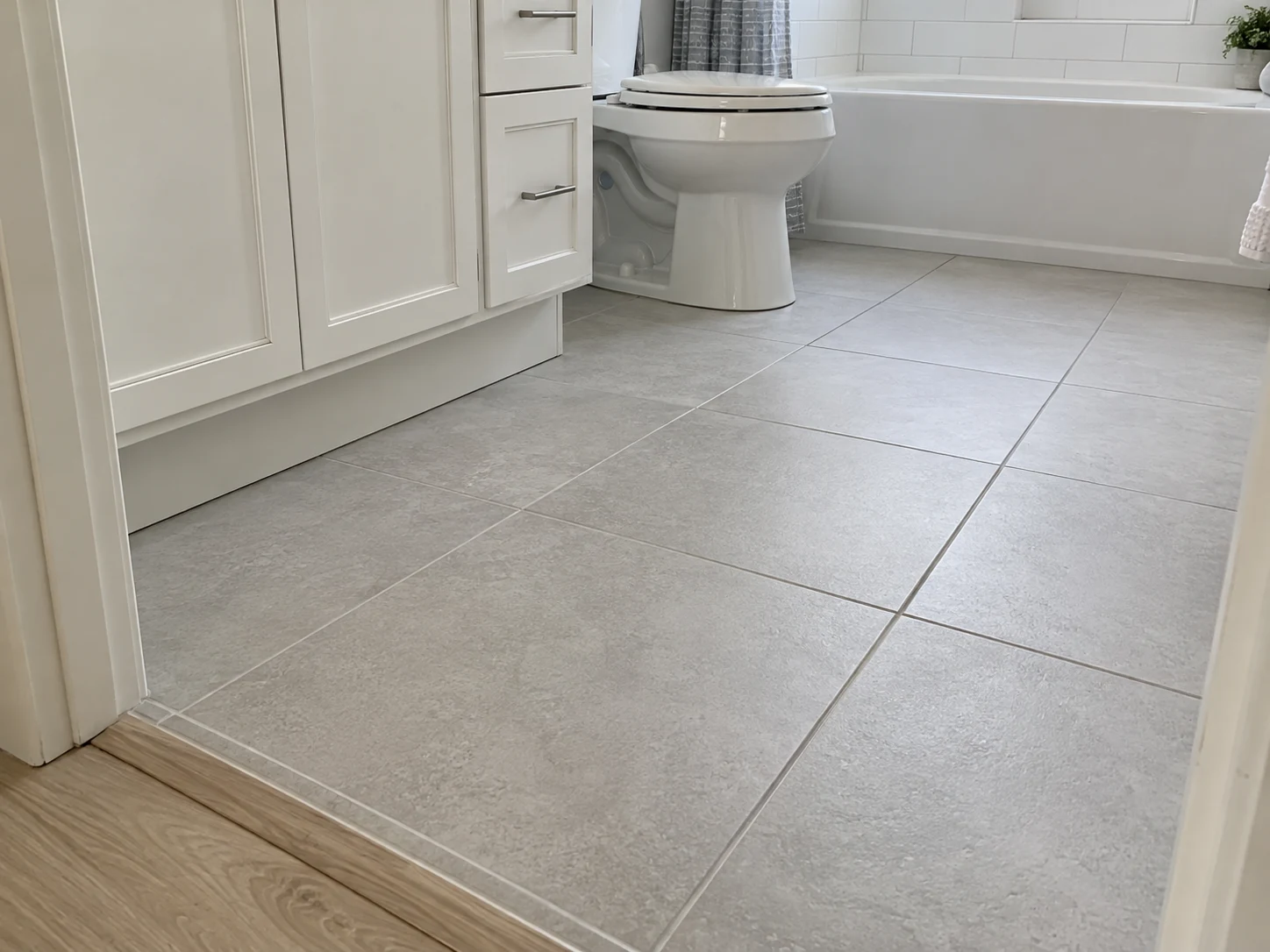 Illustration of finished porcelain bathroom floor tiles